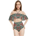 Floral folk damask pattern Fantasy flowers Floral geometric fantasy Halter Flowy Bikini Set  View1