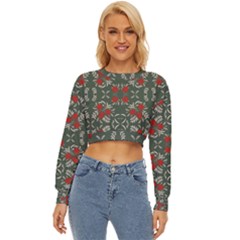 Floral Folk Damask Pattern Fantasy Flowers Floral Geometric Fantasy Lightweight Long Sleeve Sweatshirt by Eskimos