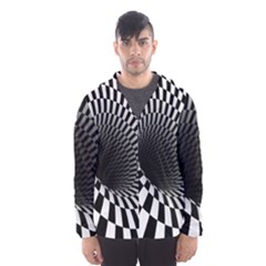 3d Optical Illusion, Dark Hole, Funny Effect Men s Hooded Windbreaker