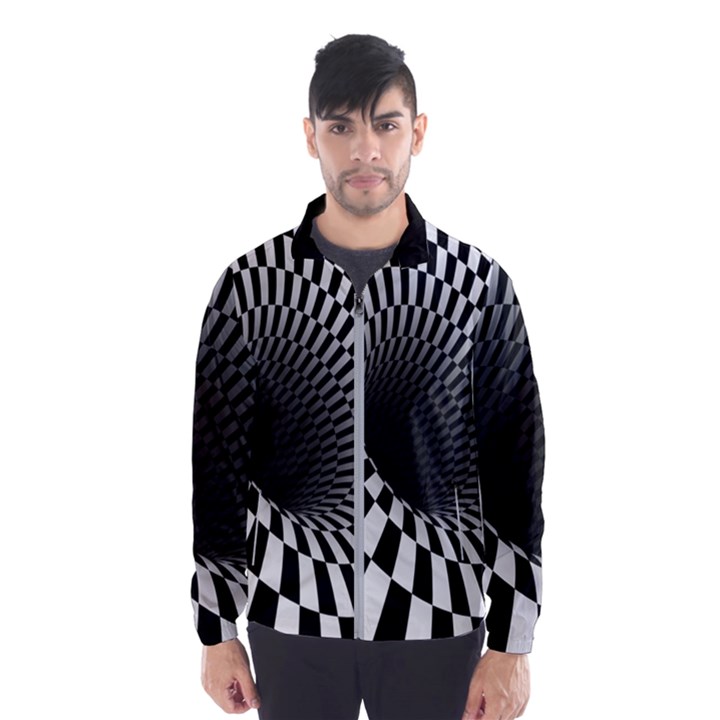 3d optical illusion, dark hole, funny effect Men s Windbreaker