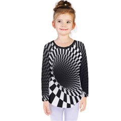 3d Optical Illusion, Dark Hole, Funny Effect Kids  Long Sleeve Tee