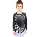 3d optical illusion, dark hole, funny effect Kids  Long Sleeve Tee View1