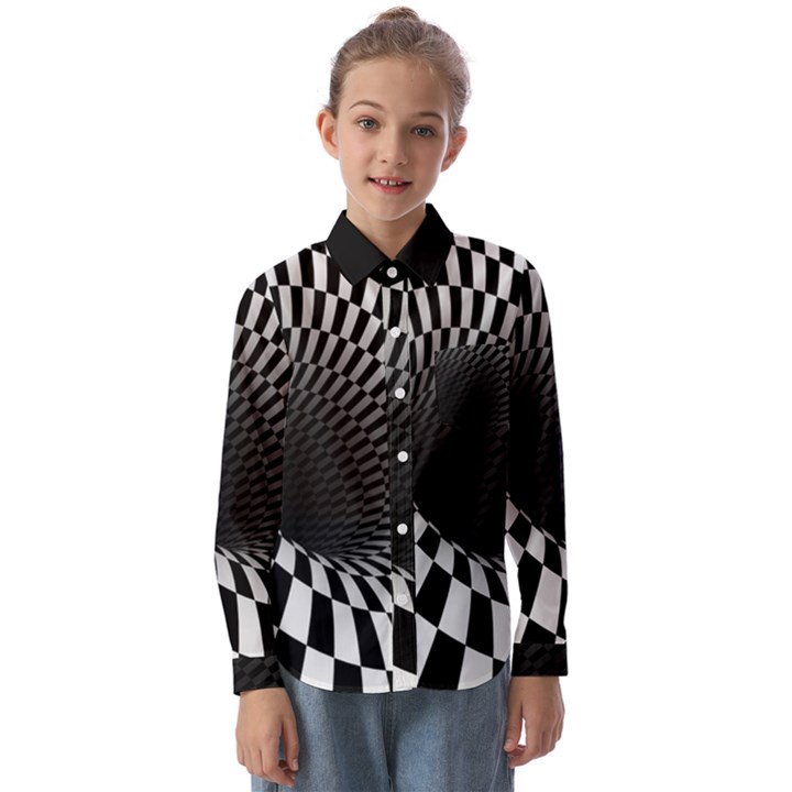 3d optical illusion, dark hole, funny effect Kids  Long Sleeve Shirt