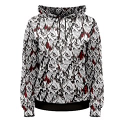 Demonic Skulls Pattern, Spooky Horror, Halloween Theme Women s Pullover Hoodie