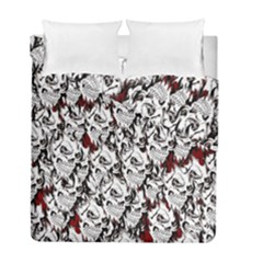 Demonic Skulls Pattern, Spooky Horror, Halloween Theme Duvet Cover Double Side (full/ Double Size)