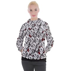 Demonic Skulls Pattern, Spooky Horror, Halloween Theme Women s Hooded Pullover