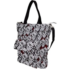 Demonic Skulls Pattern, Spooky Horror, Halloween Theme Shoulder Tote Bag by Casemiro