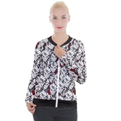 Demonic Skulls Pattern, Spooky Horror, Halloween Theme Casual Zip Up Jacket by Casemiro