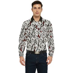 Demonic Skulls Pattern, Spooky Horror, Halloween Theme Men s Long Sleeve Pocket Shirt  by Casemiro