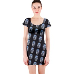 Skulls, Demonic Skull Pattern, Frida Kahlo Stylised Short Sleeve Bodycon Dress by Casemiro