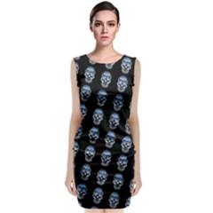 Skulls, Demonic Skull Pattern, Frida Kahlo Stylised Sleeveless Velvet Midi Dress