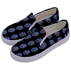 Skulls, Demonic Skull Pattern, Frida Kahlo Stylised Kids  Canvas Slip Ons by Casemiro