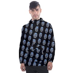 Skulls, Demonic Skull Pattern, Frida Kahlo Stylised Men s Front Pocket Pullover Windbreaker