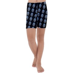 Skulls, Demonic Skull Pattern, Frida Kahlo Stylised Kids  Lightweight Velour Capri Yoga Leggings by Casemiro