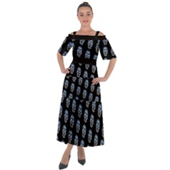 Skulls, Demonic Skull Pattern, Frida Kahlo Stylised Shoulder Straps Boho Maxi Dress  by Casemiro