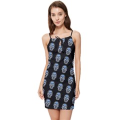 Skulls, Demonic Skull Pattern, Frida Kahlo Stylised Summer Tie Front Dress by Casemiro