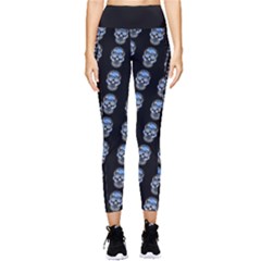 Skulls, Demonic Skull Pattern, Frida Kahlo Stylised Pocket Leggings  by Casemiro