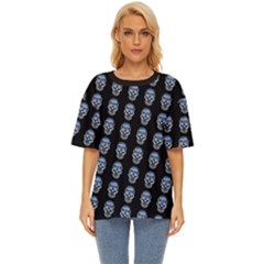 Skulls, Demonic Skull Pattern, Frida Kahlo Stylised Oversized Basic Tee