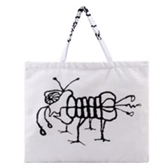 Fantasy Weird Insect Drawing Zipper Large Tote Bag by dflcprintsclothing