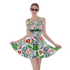 Cute Modern Floral Pattern With Bird Skater Dress by Viktorija