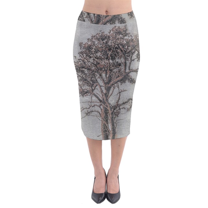 Big Tree Photo Illustration Midi Pencil Skirt