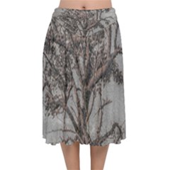 Big Tree Photo Illustration Velvet Flared Midi Skirt by dflcprintsclothing