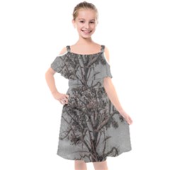 Big Tree Photo Illustration Kids  Cut Out Shoulders Chiffon Dress by dflcprintsclothing