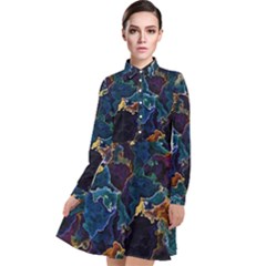 Oil Slick Long Sleeve Chiffon Shirt Dress by MRNStudios