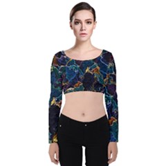 Oil Slick Velvet Long Sleeve Crop Top by MRNStudios