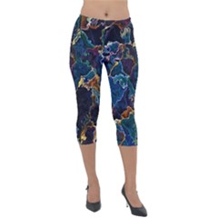 Oil Slick Lightweight Velour Capri Leggings  by MRNStudios