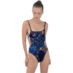 Oil Slick Tie Strap One Piece Swimsuit by MRNStudios