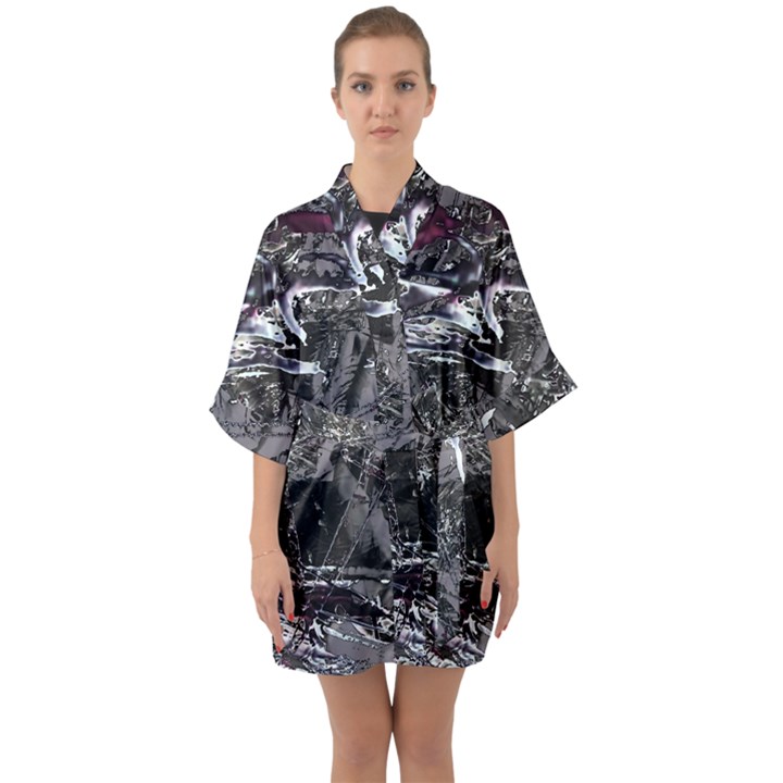 Hg Breeze Half Sleeve Satin Kimono 