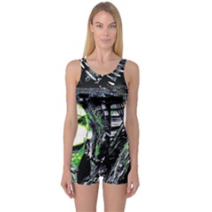 Dubstep Alien One Piece Boyleg Swimsuit by MRNStudios