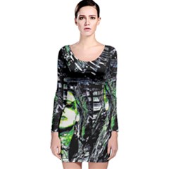 Dubstep Alien Long Sleeve Velvet Bodycon Dress by MRNStudios