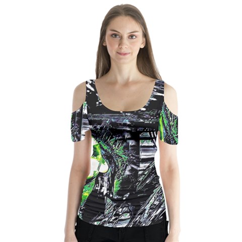 Dubstep Alien Butterfly Sleeve Cutout Tee  by MRNStudios