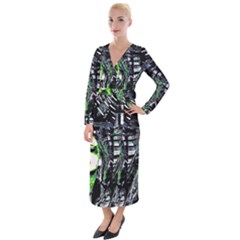 Dubstep Alien Velvet Maxi Wrap Dress by MRNStudios