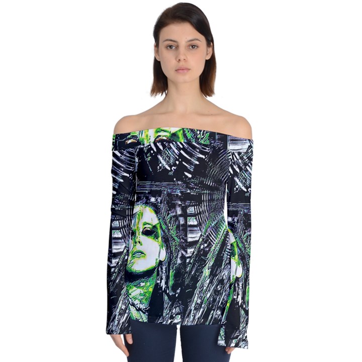 Dubstep Alien Off Shoulder Long Sleeve Top