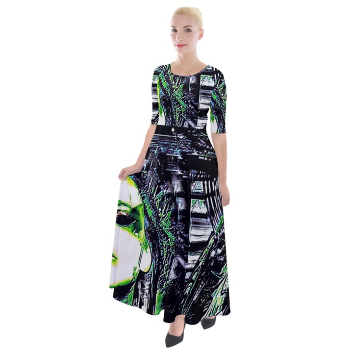 Dubstep Alien Half Sleeves Maxi Dress