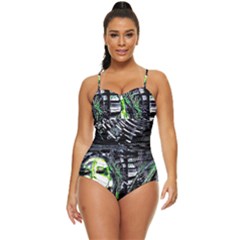 Dubstep Alien Retro Full Coverage Swimsuit by MRNStudios