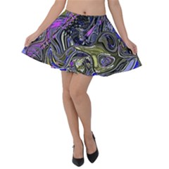 Deconstructed Green Velvet Skater Skirt by MRNStudios