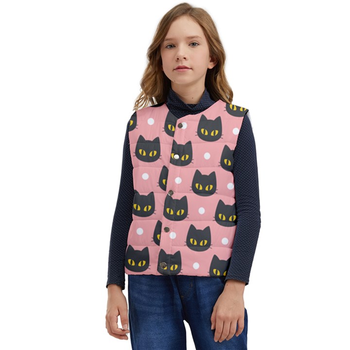 Black Cat Kid s Short Button Up Puffer Vest	