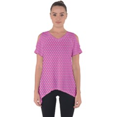 Pink White Abstract Print Cut Out Side Drop Tee by SeaworthyClothing