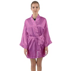 Pink White Abstract Print Long Sleeve Satin Kimono by SeaworthyClothing