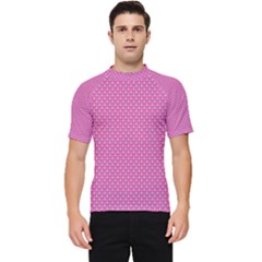 Pink White Abstract Print Men s Short Sleeve Rash Guard