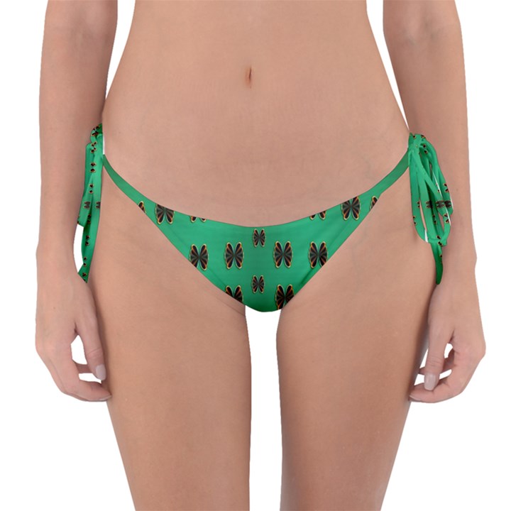 Butterflies In Fresh Green Environment Reversible Bikini Bottom