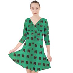 Butterflies In Fresh Green Environment Quarter Sleeve Front Wrap Dress by pepitasart