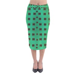 Butterflies In Fresh Green Environment Velvet Midi Pencil Skirt by pepitasart