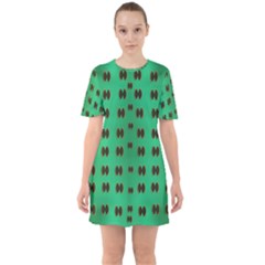 Butterflies In Fresh Green Environment Sixties Short Sleeve Mini Dress by pepitasart