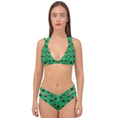 Butterflies In Fresh Green Environment Double Strap Halter Bikini Set by pepitasart