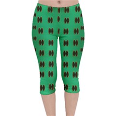 Butterflies In Fresh Green Environment Velvet Capri Leggings  by pepitasart